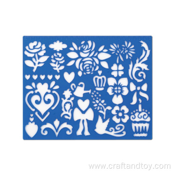 Drawing stencil Flower and animals design